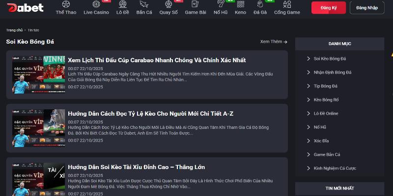 Các tính năng hỗ trợ trải nghiệm trên Dabet trực tuyến