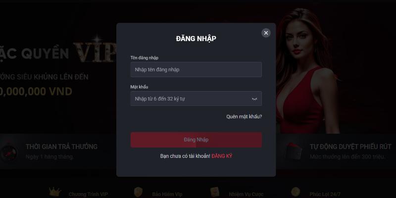 Giao diện trang đăng nhập tài khoản trên nền tảng